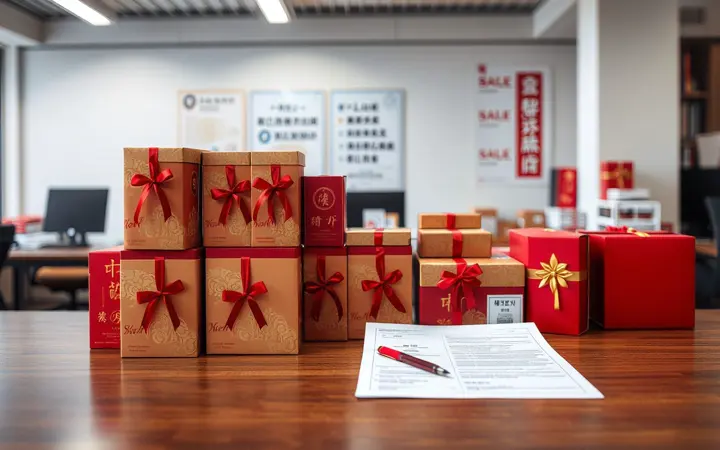 白酒礼盒样品与检验单摆放在桌面上