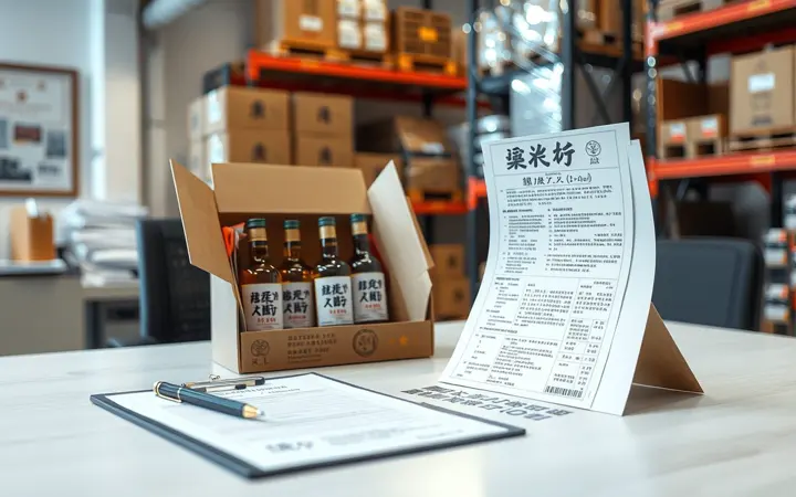 验收记录单与开箱的白酒礼盒