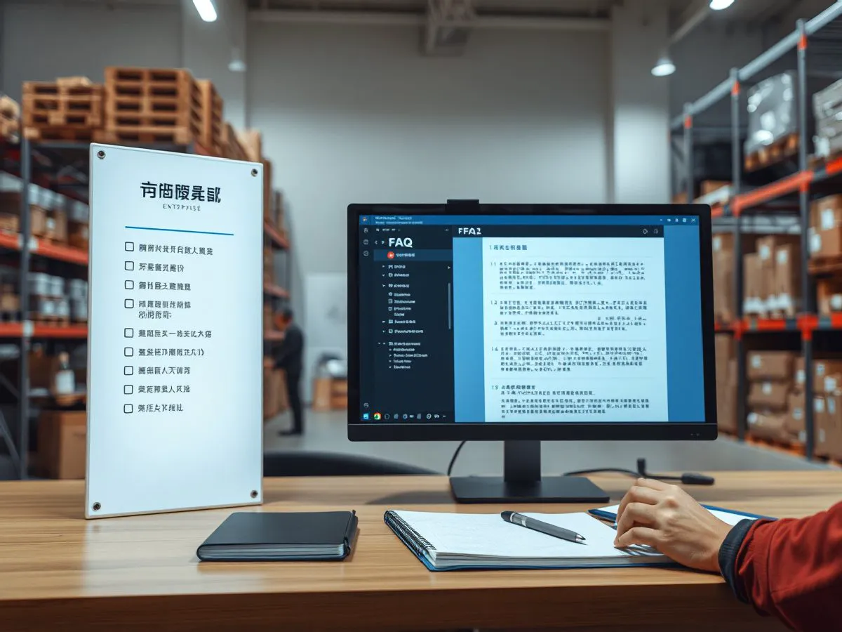 企业常见问题页面，左侧导航显示问题分类，右侧为问题与答案