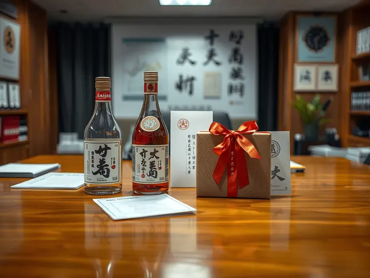 香仕奇白酒与礼盒展示