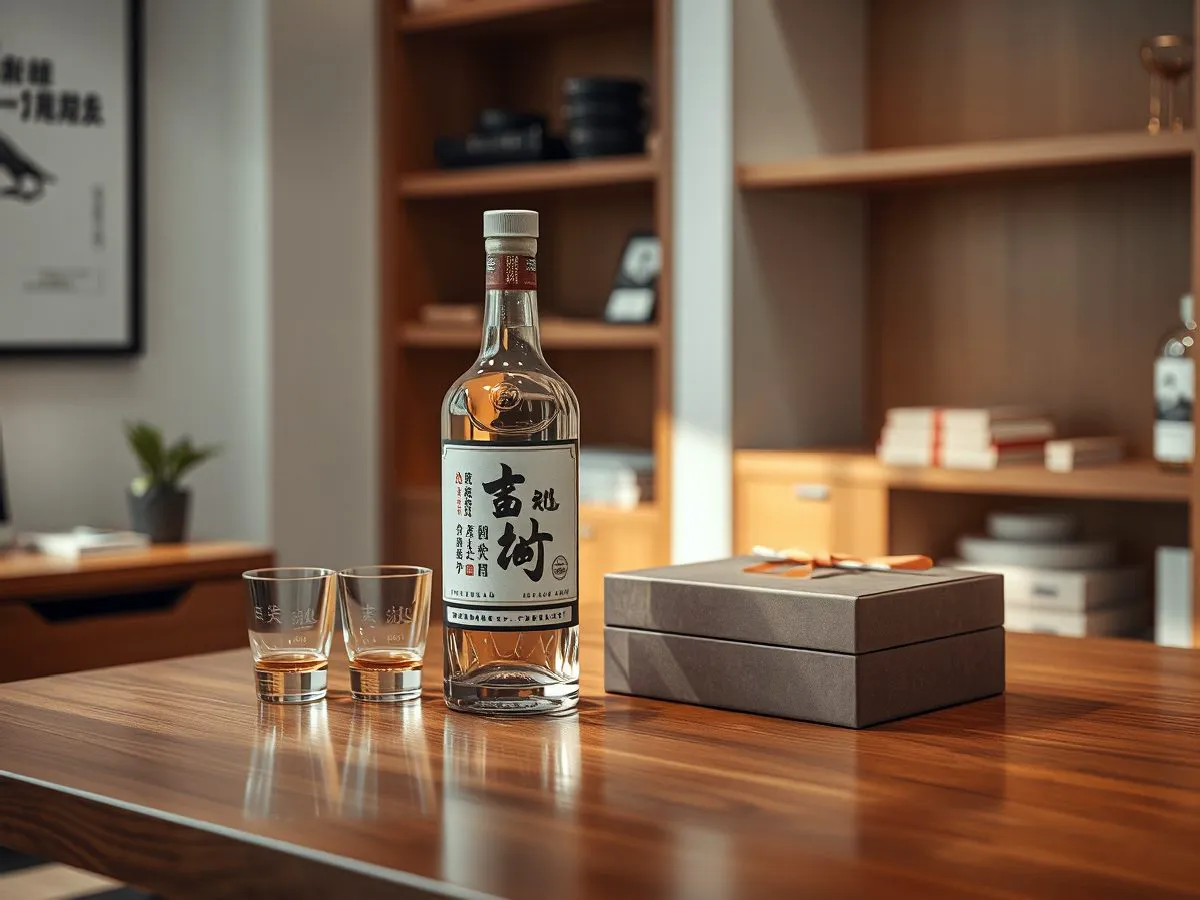香仕奇42度清香型白酒产品展示，瓶身与礼盒装